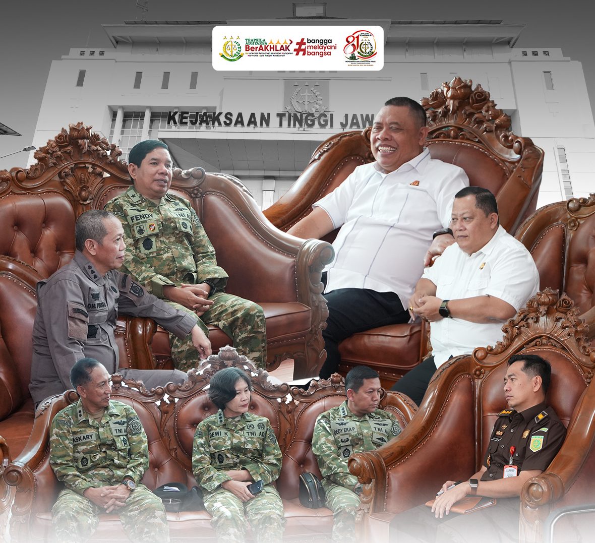 Perkokoh Sinergi Penegakan Hukum, Kajati Jatim Sambut Hangat Courstesy Call Perdana Kaotmilti III Surabaya